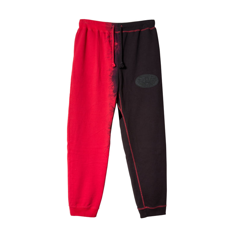BLACK DYED SWEAT PANTS / RED