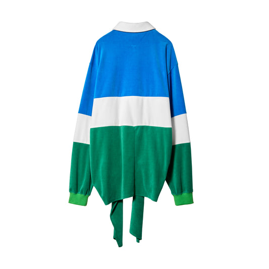 RIBBON POLO SHIRT / BLUE&GREEN