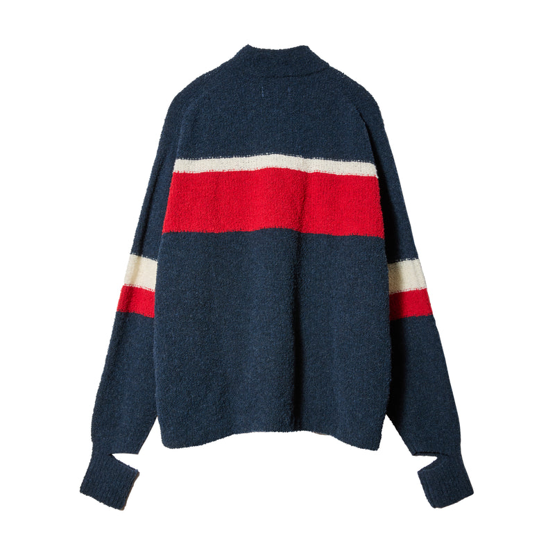 KNIT RACING CARDIGAN / NAVY