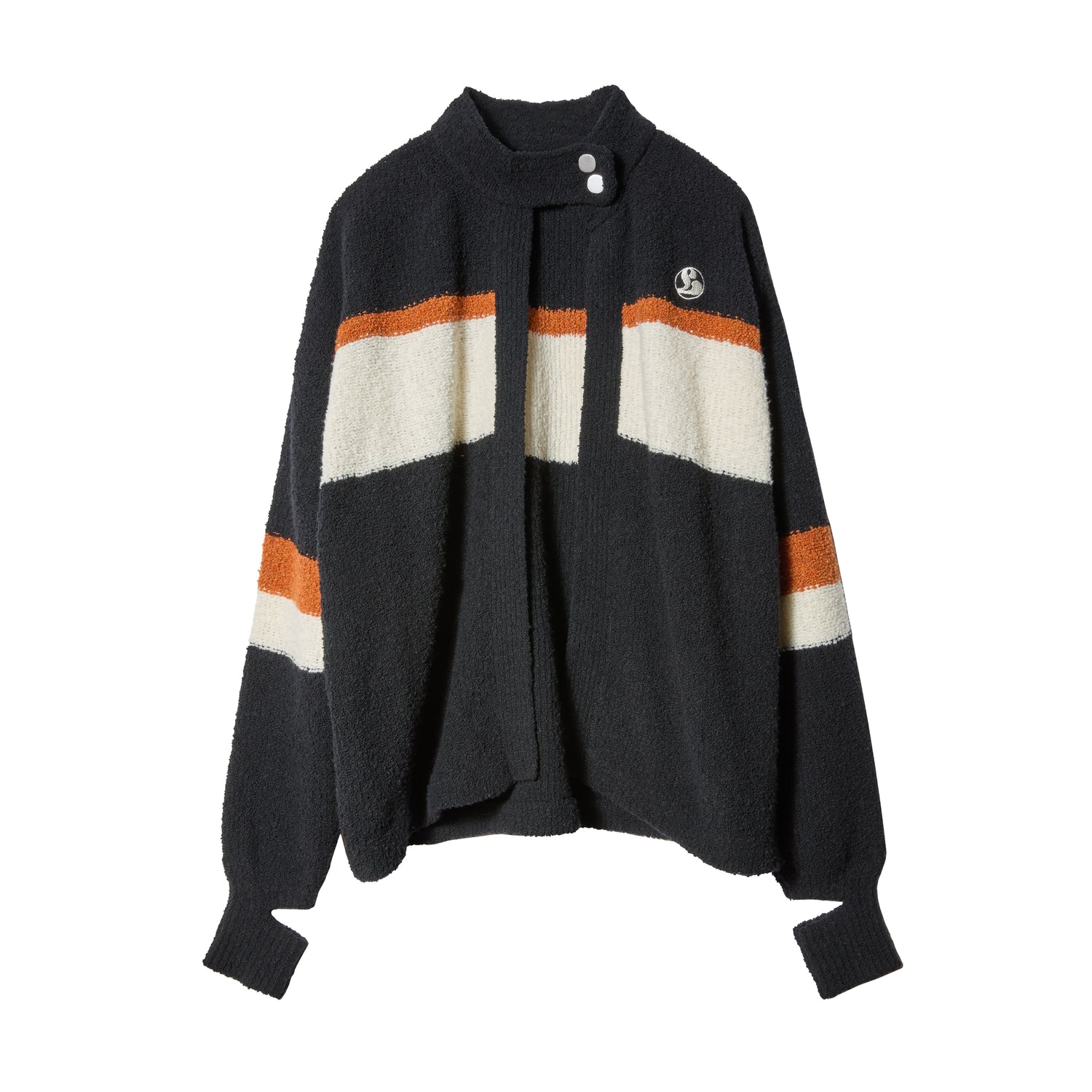 KNIT RACING CARDIGAN / BLACK