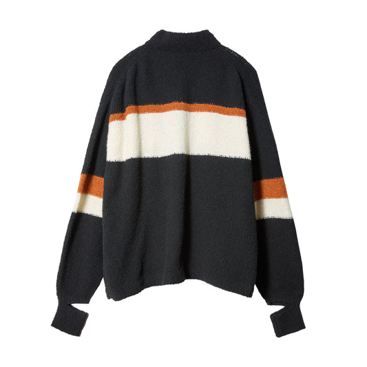 KNIT RACING CARDIGAN / BLACK
