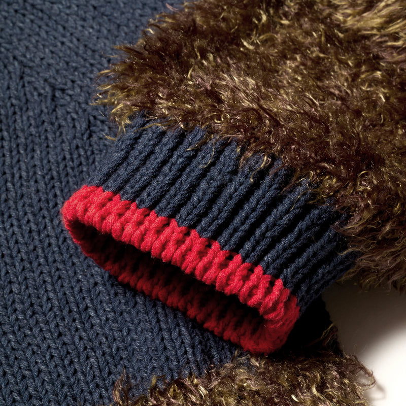 KNIT FUR BOTTLENECK PULLOVER / PURPLE