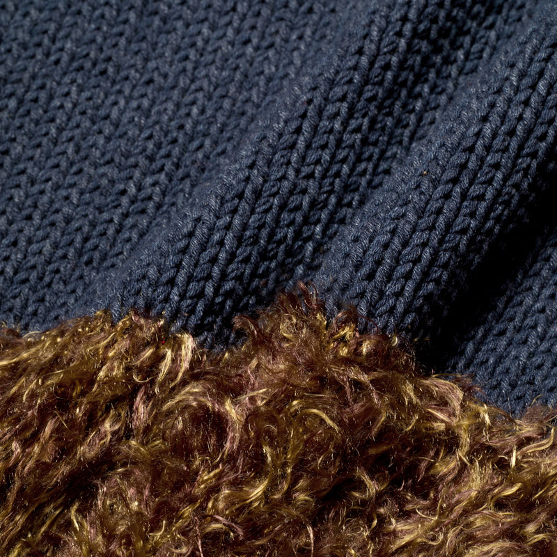 KNIT FUR BOTTLENECK PULLOVER / PURPLE