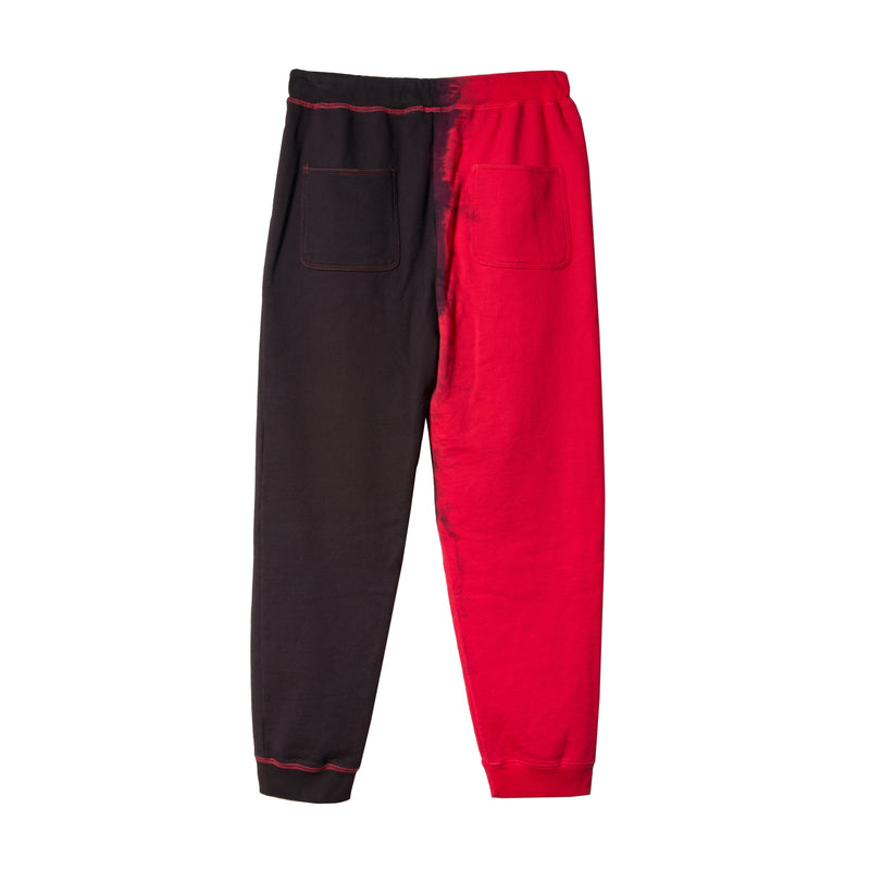 BLACK DYED SWEAT PANTS / RED