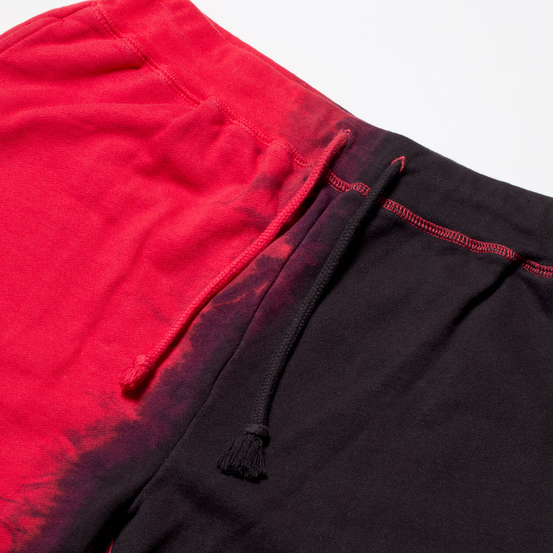 BLACK DYED SWEAT PANTS / RED