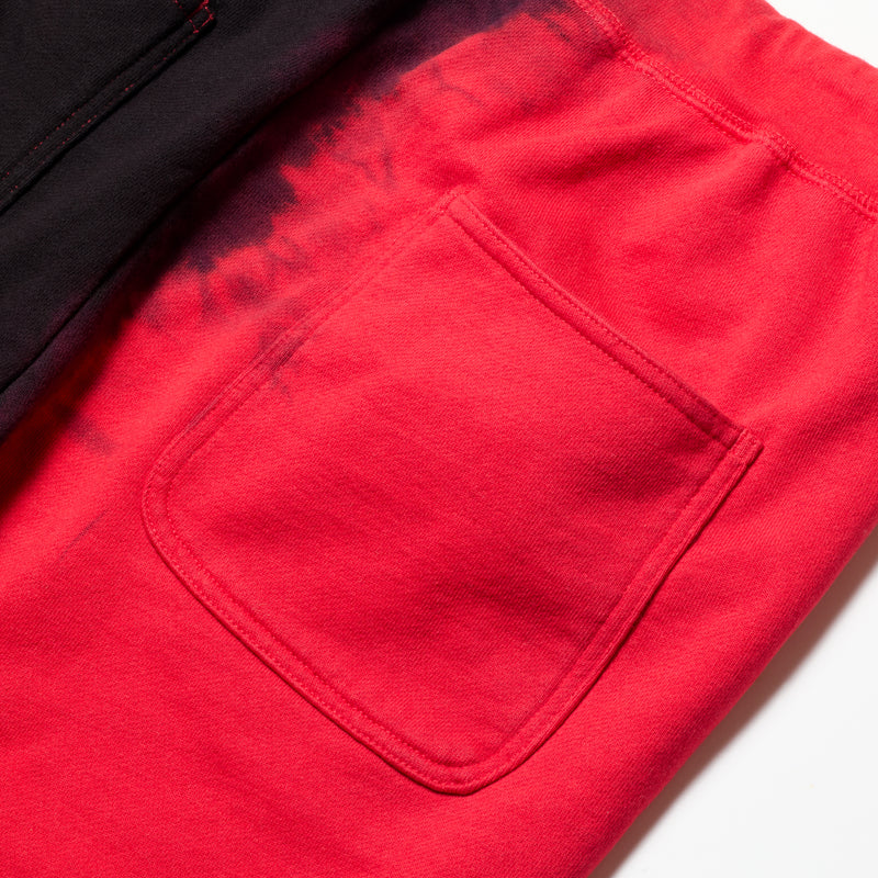 BLACK DYED SWEAT PANTS / RED
