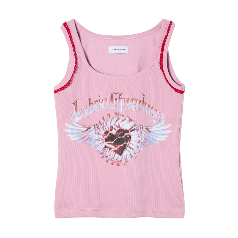 RIB FITTED TANK TOP / PINK