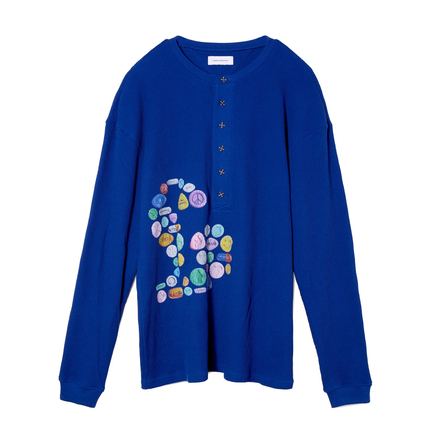 HENRY NECK WAFFLE TOP / BLUE