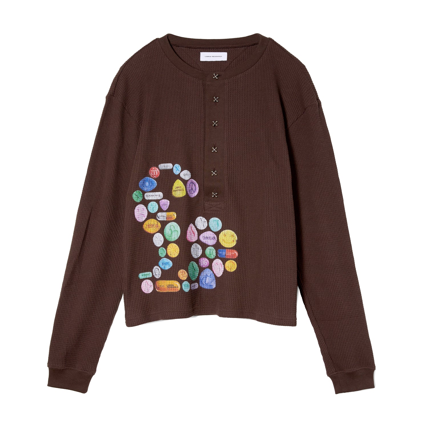 HENRY NECK WAFFLE TOP / BROWN