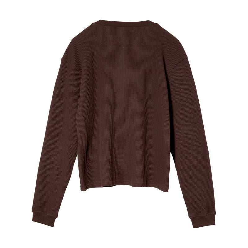 HENRY NECK WAFFLE TOP / BROWN