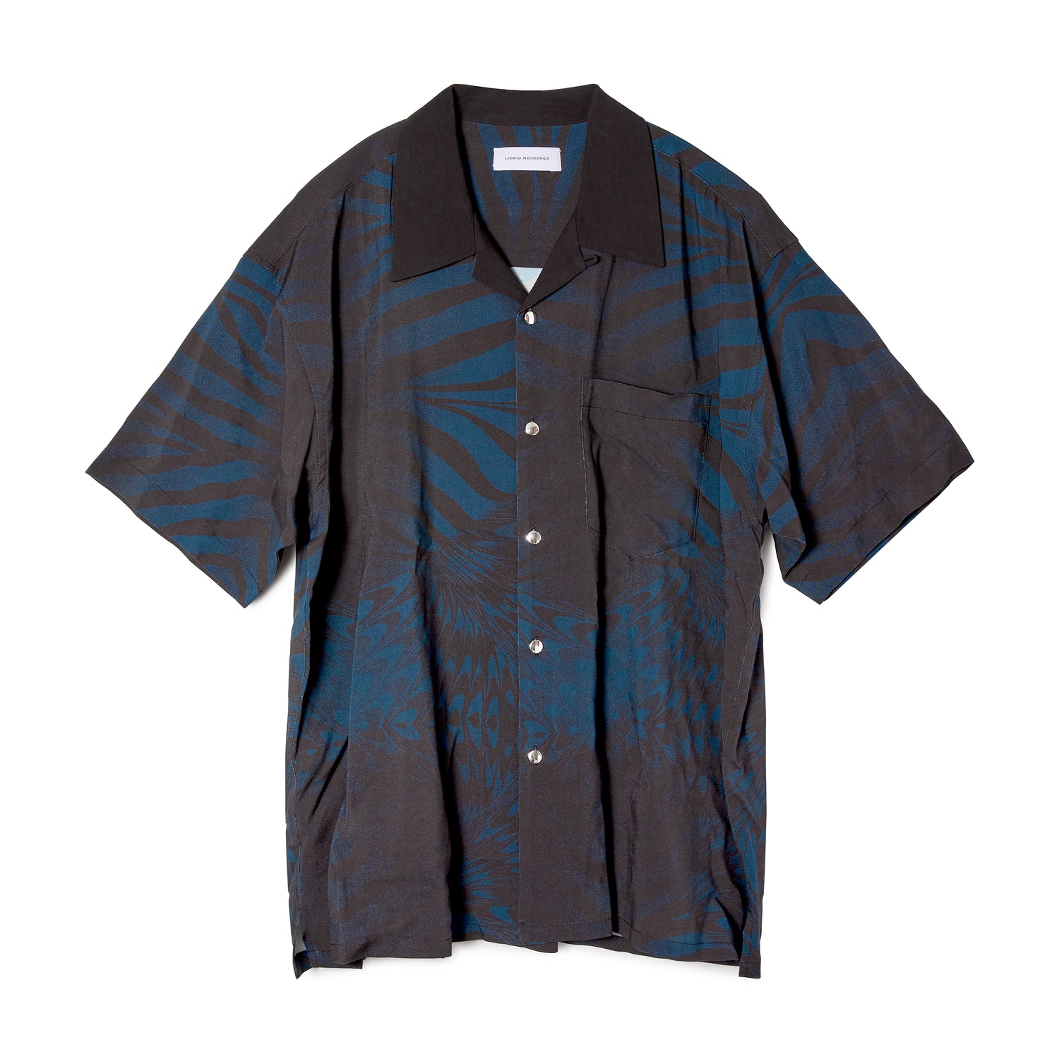 WAVE TIGER OPENCOLLOR RAYON SHIRT / BLUE
