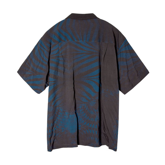 WAVE TIGER OPENCOLLOR RAYON SHIRT / BLUE