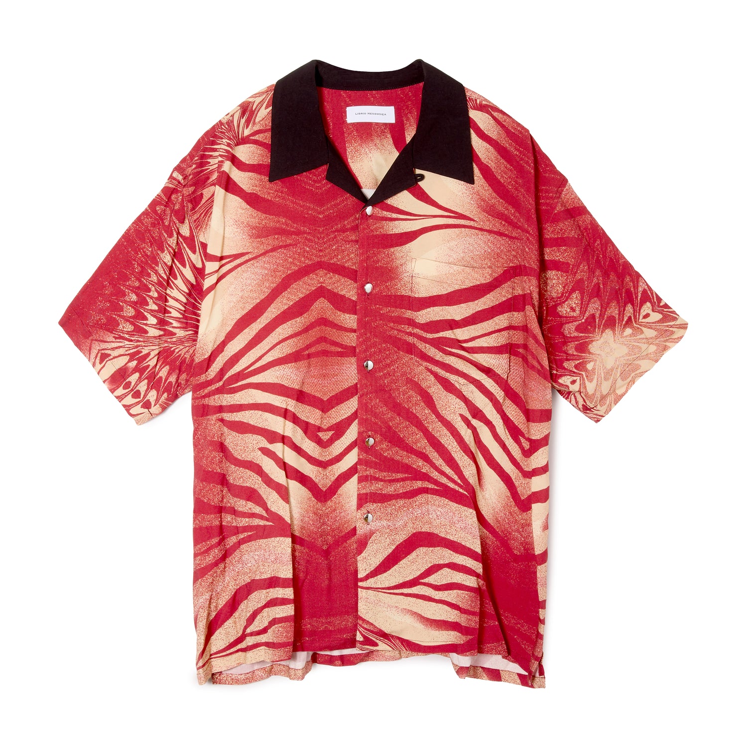 WAVE TIGER OPENCOLLOR RAYON SHIRT / RED