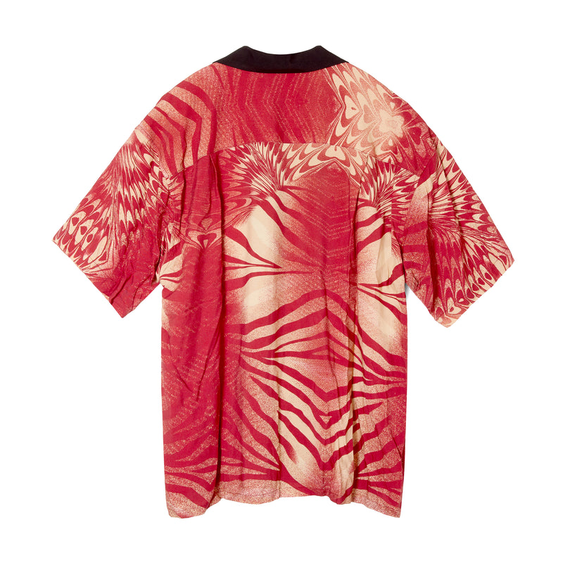 WAVE TIGER OPENCOLLOR RAYON SHIRT / BLUE