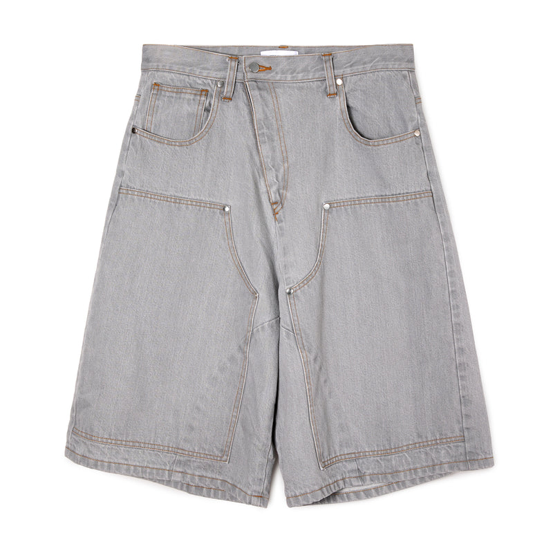 DOUBLE KNEES HALF PANTS / GRAY