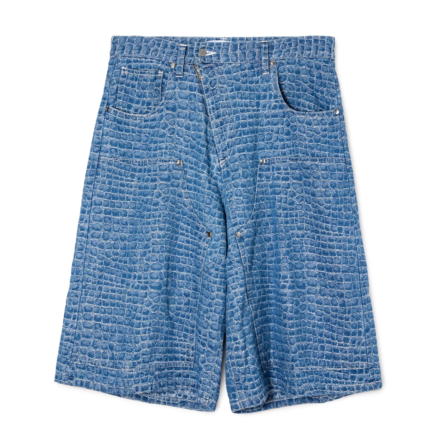DOUBLE KNEES HALF PANTS / BLUE