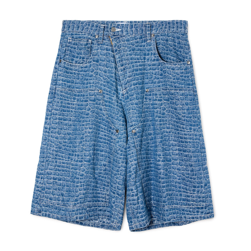 DOUBLE KNEES HALF PANTS / BLUE