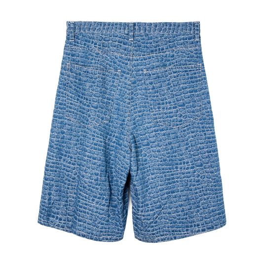 DOUBLE KNEES HALF PANTS / BLUE