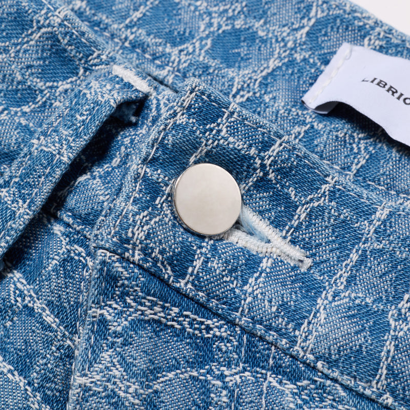 DOUBLE KNEES HALF PANTS / BLUE