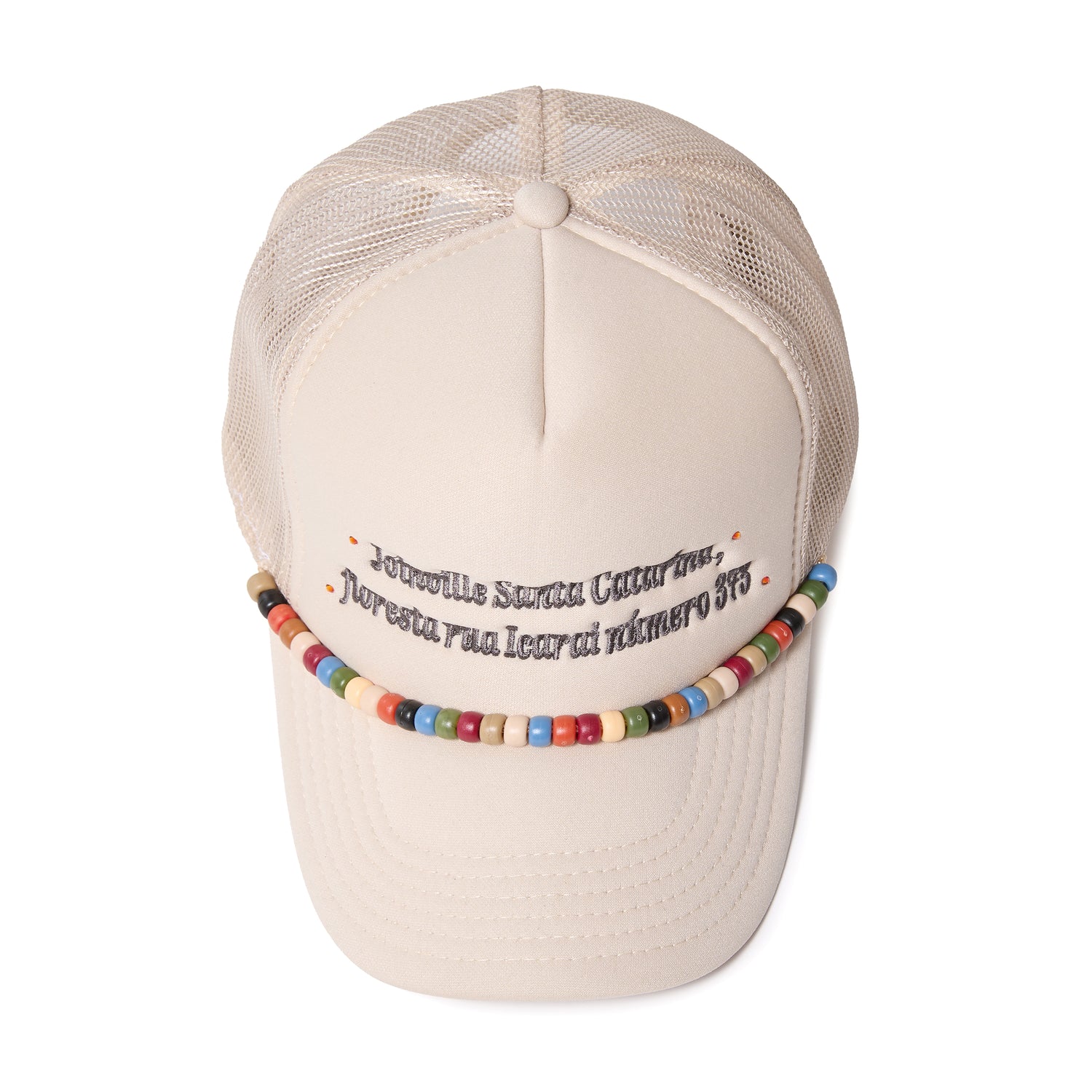 BEADS MESH CAP / BEIGE