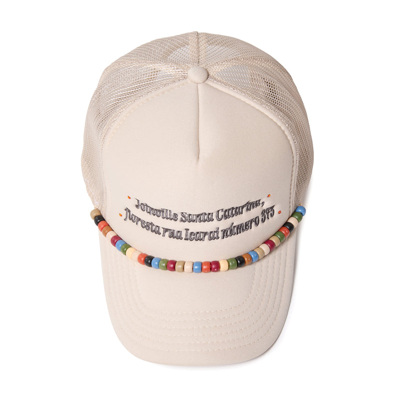 BEADS MESH CAP / BEIGE