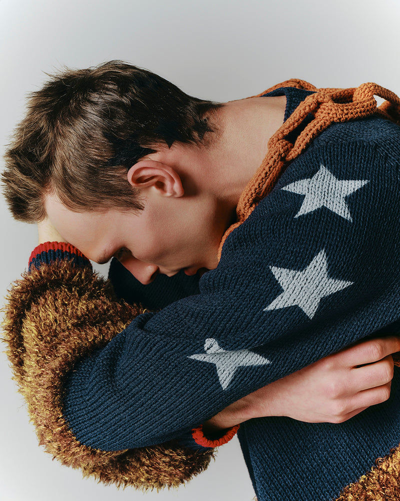 KNIT FUR BOTTLENECK PULLOVER / PURPLE