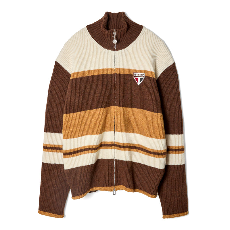 KNIT ZIPUP RIB TOP / BROWN