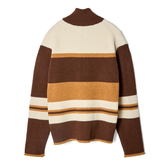 KNIT ZIPUP RIB TOP / BROWN
