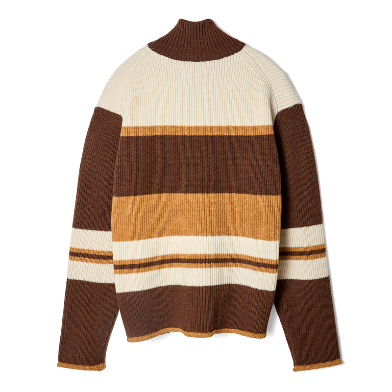KNIT ZIPUP RIB TOP / BROWN